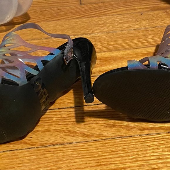 Qupid size 6.5 Hologram Peep Toe Slingback Stiletto - Picture 4 of 4